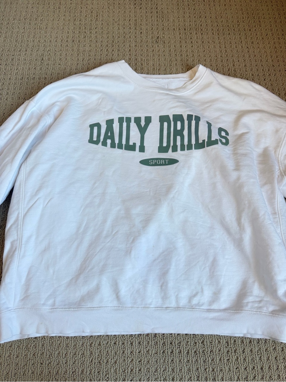Daily Drills White Crewneck with Sage Logo